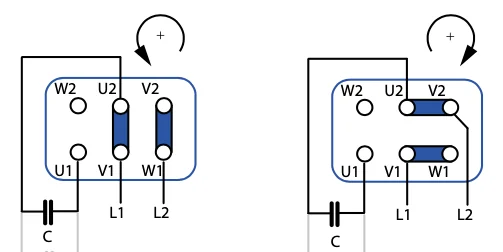 Incorrect motor phase wiring causing reverse fan rotation